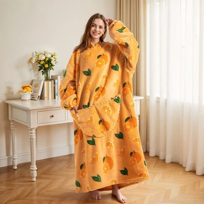 PETS-SUPPLIER-LOVE UK Men&Women Extra Long Hoodie Blanket Oversized Hooded Sweatshirt Sherpa Fleece