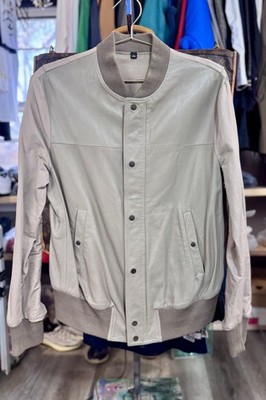 Neil Barrett Leather Panel Bomber Jacket Chalk Retail $2500 XL VERY RARE
