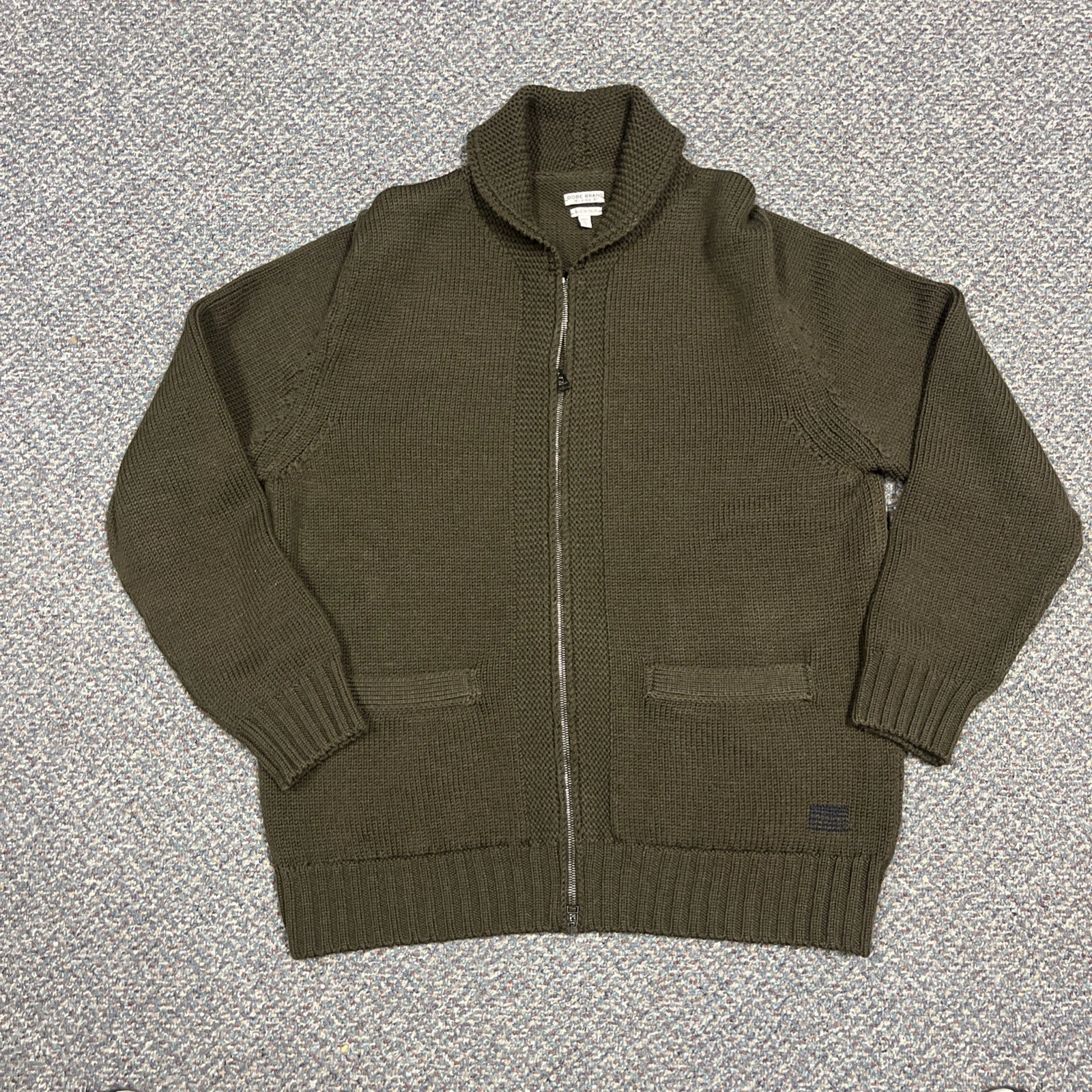 Oobe Brand Shawl Collar Cardigan, L, 100% Virgin Wool Green Full Zip Pockets
Opens in a new window o