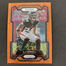 A.J. Terrell 2023 Panini Prizm Orange Lazer Prizm #17 Atlanta Falcons