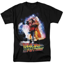 Back to the Future classic Movie Black Cotton T Shirt Full Size S-5XL