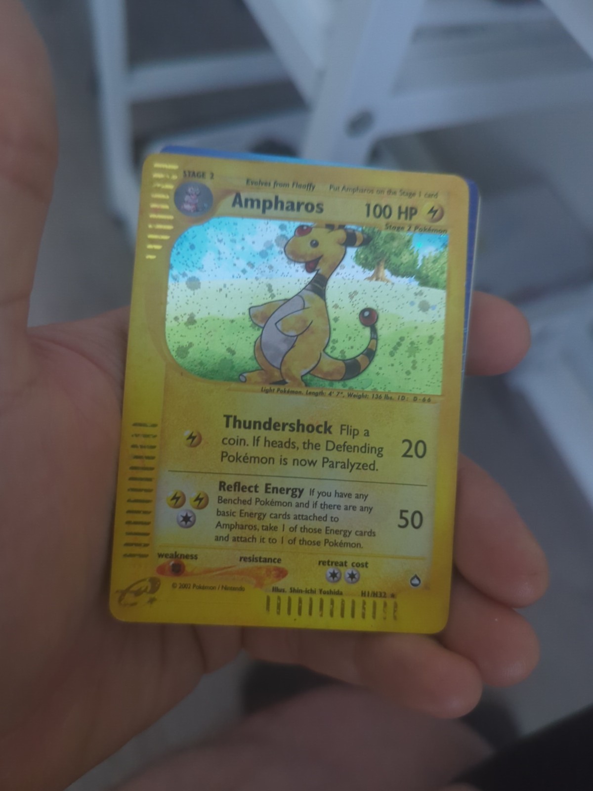 Ampharos Holo Rare H1/H32 Aquapolis Pokemon Card 2002 LP E Reader WoTC