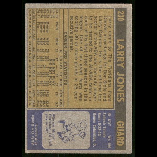1970-71 Topps - Larry Jones - Foto 2 di 9