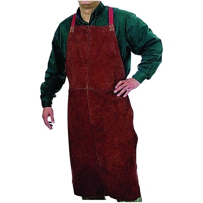 Premium Side Split Cowhide Leather Bib Apron, 24 in W, 42 in L,  Brown ORS Nasco