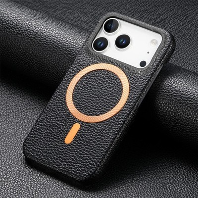 Handy Hülle für iPhone 17 16 Plus 15 14 Pro Max Kunstleder Taschen Case Magsafe