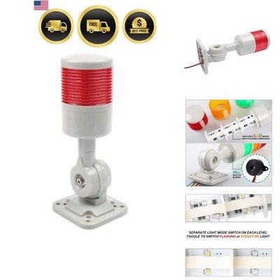 LED Signal Tower Stack Light Industrial Warning Light with Buzzer 12V 24V