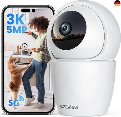 CZEview 3K 5MP Überwachungskamera Innen, 2,4/5Ghz Dual-Band WLAN Kamera