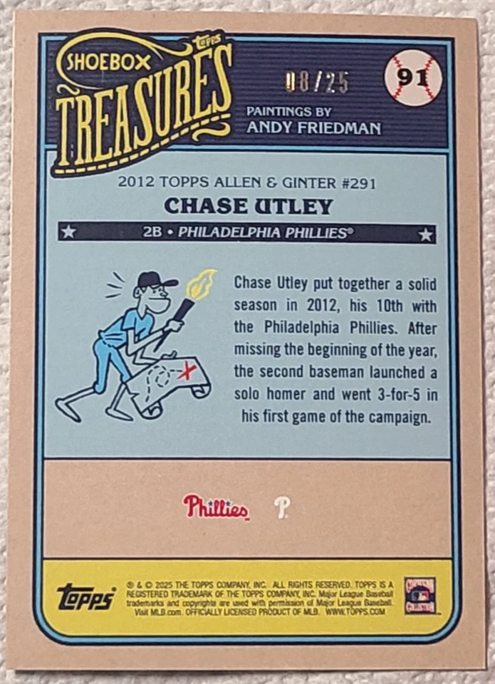 2025 Topps Shoebox Treasures Chase Utley Rainbow Foil /25 - Imagem 2 de 2