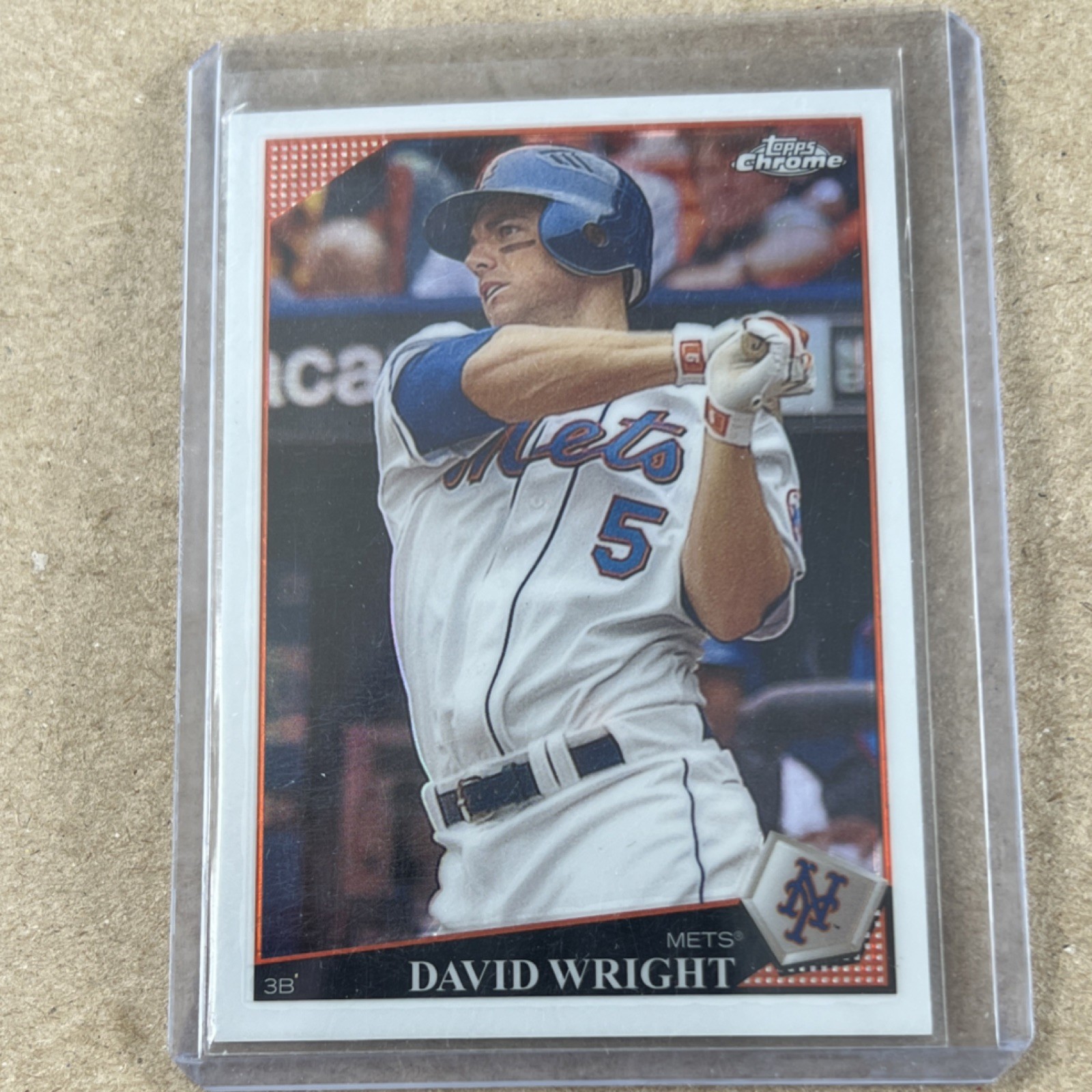 2009 Chrome Refractor  David Wright New York Mets Base Set Card #24 MLB