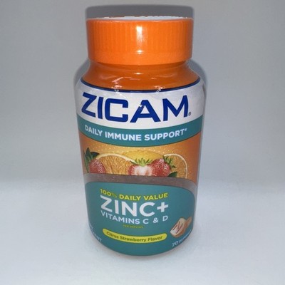 ZICAM DAILY IMMUNE SUPPORT ZINC + VITAMIN C & D CITRUS STRAWBERRY 70 CT 12/26