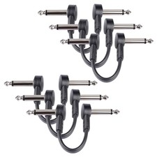 4 Inch Guitar Patch Cables 6 Pack, 1/4" TS Right Angle 4 INCH Black 6 PACK