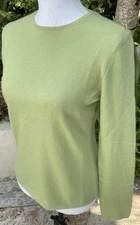 Charter Club  2-Ply 100% Cashmere Sweater Women's Green Lime Knit  Size Sm