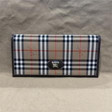 Burberry Beige Black Red Check Zip Around Logo Credit Card Women's Wallet