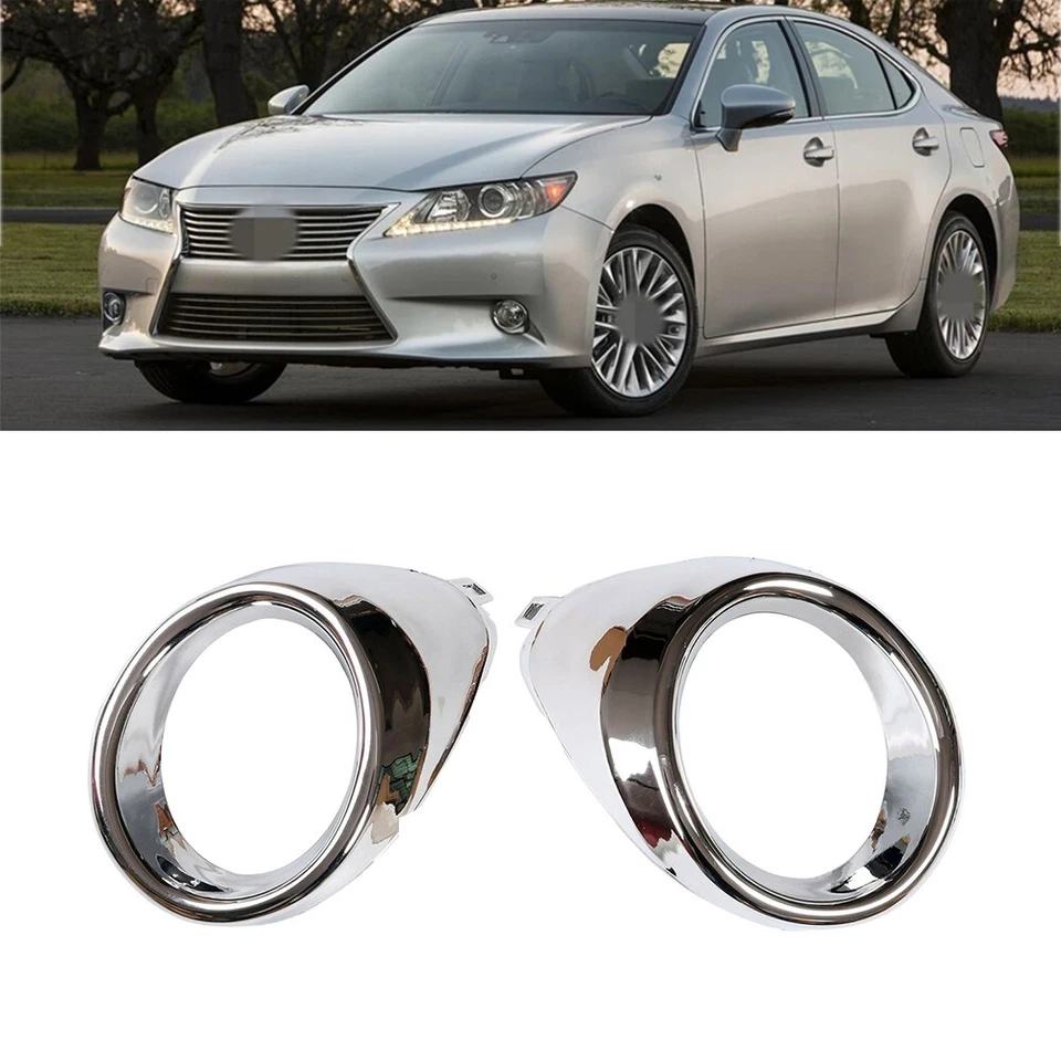 For Lexus ES300h ES350 Front Bumper Fog Light Lamp Bezel Trim Cover Chrome L&R , - Image 2 of 4