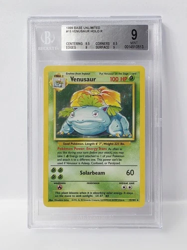 POKEMON BASE UNLIMITED VENUSAUR #15 HOLO BGS 9 NICE!!!!!!