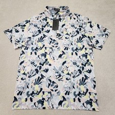 Bad Birdie Savannah Swing Core Polo Shirt Men XL Abstract Floral Performance NEW