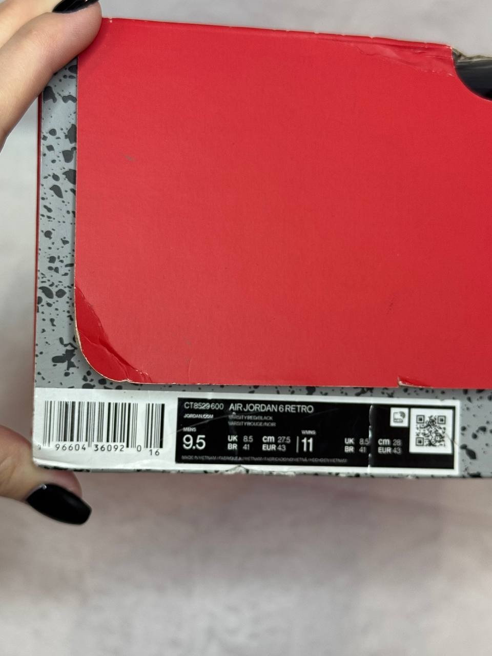 SAOLA Taglia 9 5 Air Jordan 6 Retro Toro Bravo Nero Rosso Scamosciato (CT8529 600)