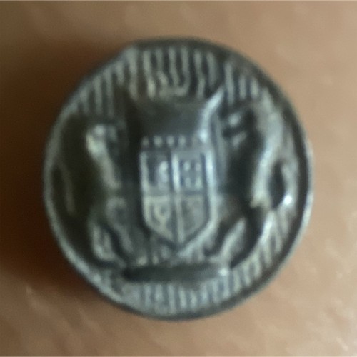 Round Silver Metal Sewing Button Relief Crest/Coat of Arms Design