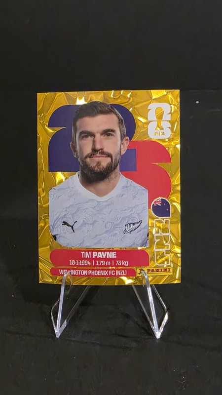 Tim Payne Gold Sticker FIFA World Cup 2026 Panini NZL 6 Viral Star New...