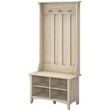 Bush Furniture Salinas Hall Tree with Storage Bench in Antique White