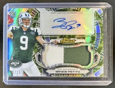 2015 Topps Finest Bryce Petty Auto Jumbo Relic RC Patch Camo Refractor #/15 Jets
