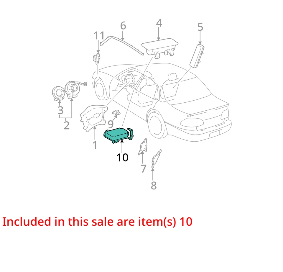 Unidad de módulo de control de bolsa de aire Toyota Camry 2002 2003 OEM Foto 4 de 4