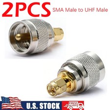 2PACK PL259 UHF Male Plug to SMA Male Plug RF Adapter Barrel Connector NEW