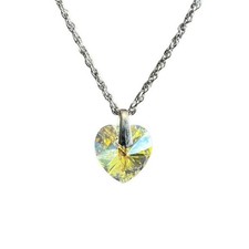 Swarovski Crystal AB Heart Pendant on Silver Chain Necklace