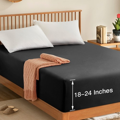 #ad #ad Queen Fitted Sheet Only 18 24 Deep Pocket Charcoal Black 1800 Microfiber $28.23