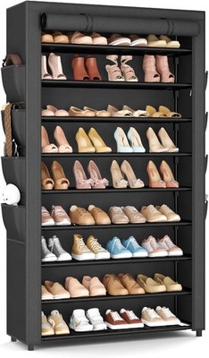 Shoe Rack with Cover,10 Tier Shoe Organizer Storage,Free Standing Tall Shoe Rack
