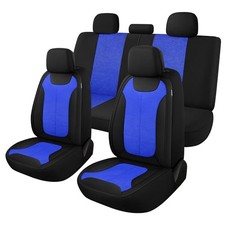 Car Seat Covers Premium 3D Air Mesh Cloth Washable and Full Set Black/Blue