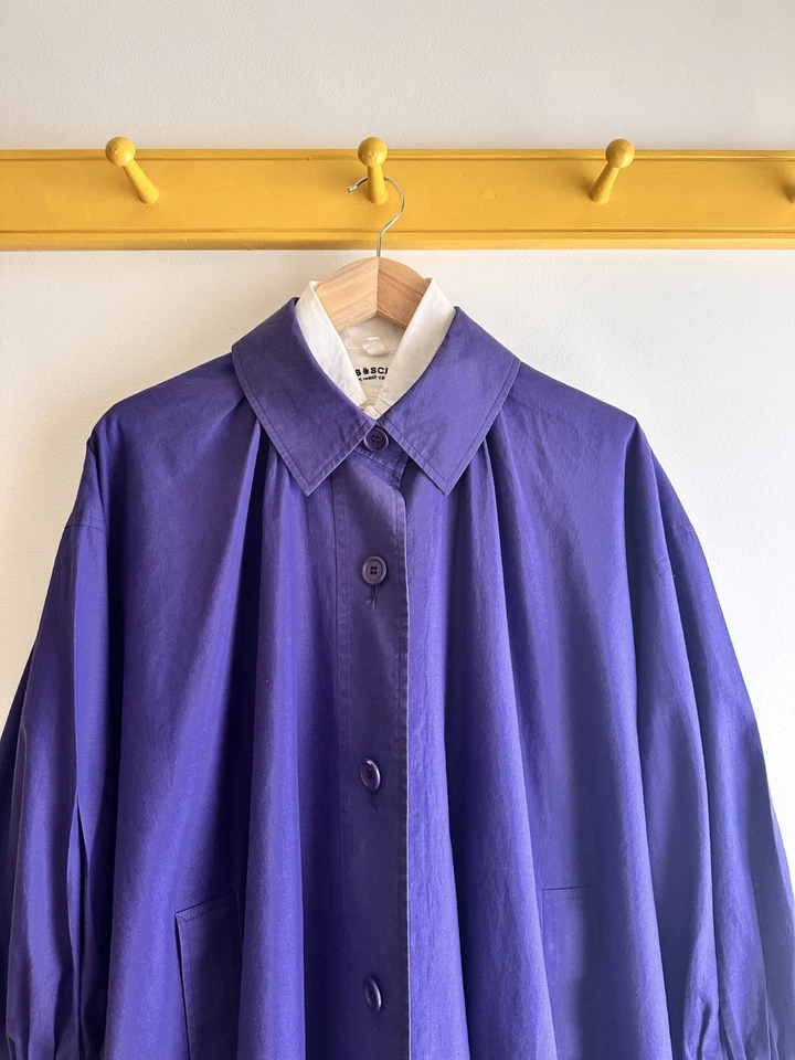 Vintage Años 80 YSL YVES SAINT LAURENT Tienda Gabardina Chaqueta Algodón Azul Real M Foto 2 de 4