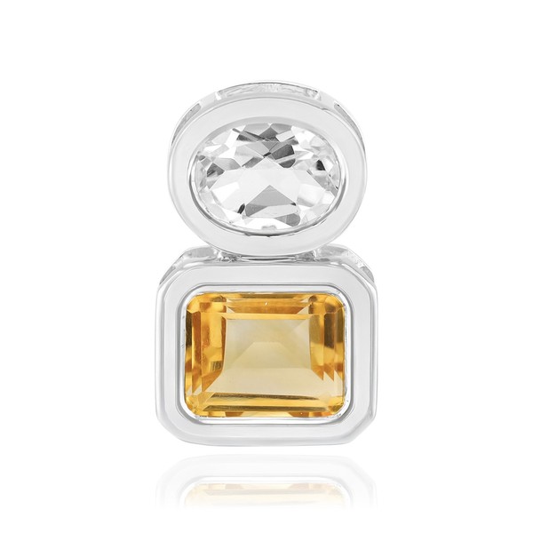 Cavill Citrin AnhäNger 925 Silber, WeißEr Topas Ovalschliff Damen Schmuck-image