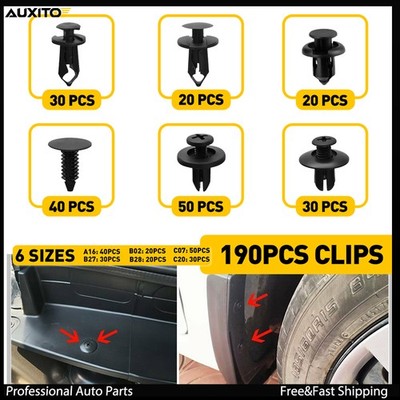 190 Car pcs Plastic Universal Rivets Auto Fender Fastener Bumper Push Pin Clip
