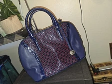 Brahmin Leather and woven Vivian domed Satchel Handbag