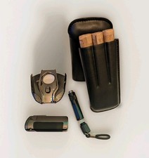 Zigarren Metall-Geschenkset 5-tlg Feuerzeug, Etui, Zigarrenschneider, Drawpoker