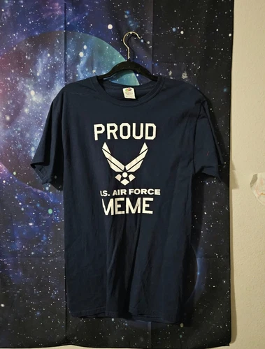 Fruit of the Loom Proud US Air Force Meme Navy Blue Graphic Tee M - product listing photo