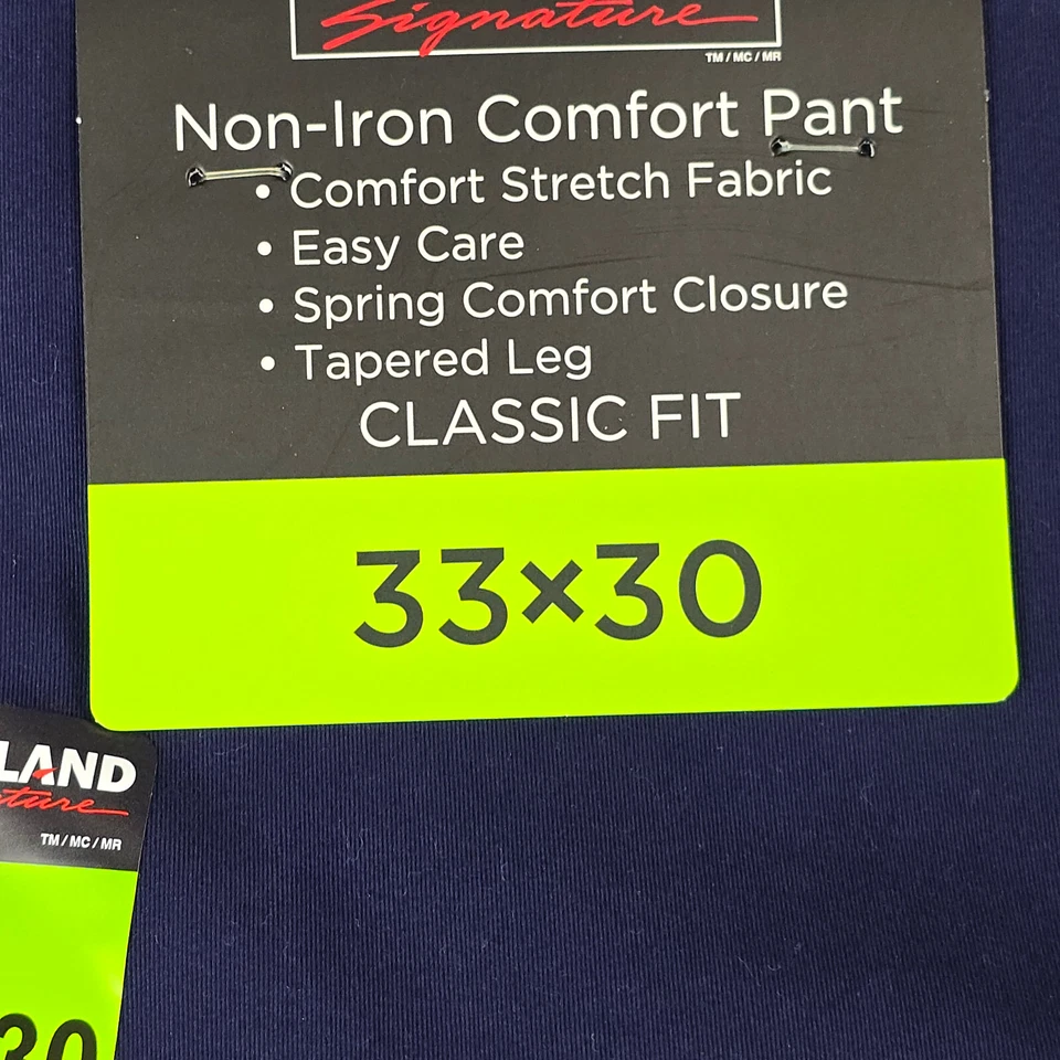 Kirkland Signature Comfort Pant Mens 33x30 Blue Stretch Tapered Flat Classic NWT - Image 4 of 4