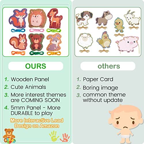 Woodens Lacing Card for Kids 35, Sewing Cards for Toddlers, Art and