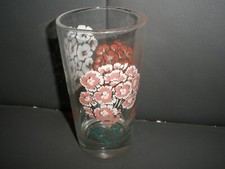 Vintage Clear Drinking Glass Sweet William Flowers EUC