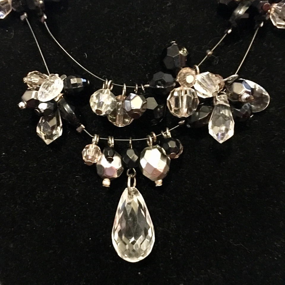 "Collar de acero inoxidable cascada de 14"" Cha Cha múltiples cuentas de cristal sintético ¡DIVERTIDO! Glam Foto 3 de 4