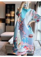 2025 SS Fashion Retro Printed Dress  Pleated and Loose Fitting Midi Length Skirt — image 2