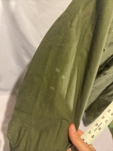 Vintage 60s Vietnam M65 Field Jacket OG-107 Military Sateen Scovill Small Hooded - Picture 15 of 18