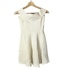 Forever 21 White Textured Off Shoulder Mini Dress M