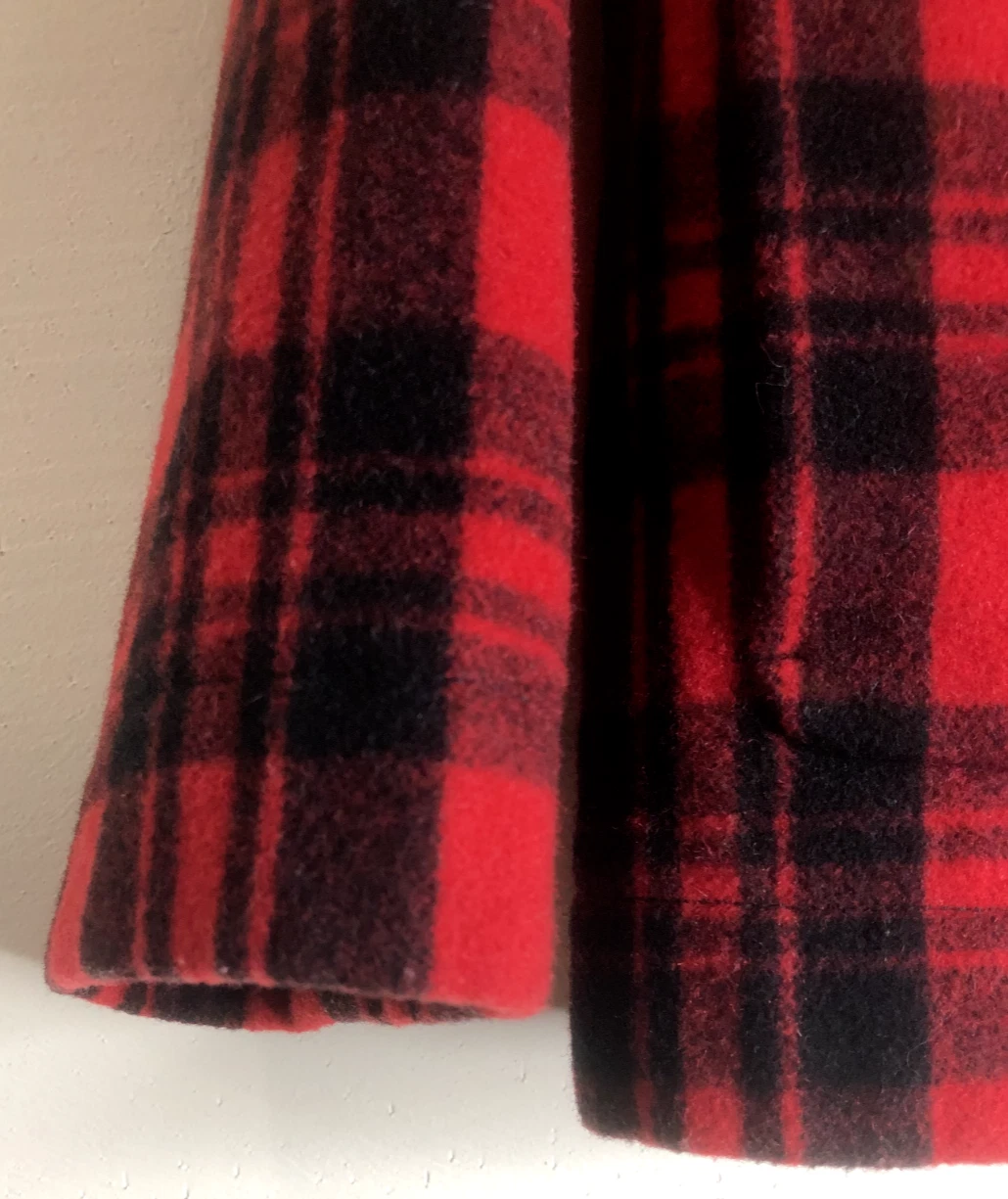 Kate Spade Saturday taglia XS plaid rosso e nero full zip giacca corta lana cappuccio