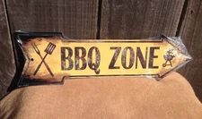 BBQ Zone This Way To Arrow Sign Directional Novelty Metal 17" x 5"