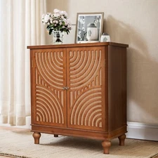 2 Doors Storage Cabinet Buffet Sideboard Decorative Cabinet Accent Cabinet Brown