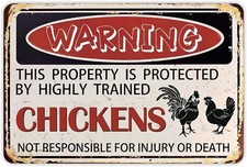 Chicken Coop Signs, Chicken Coop Warning Sign for Farm, and Garden, Funny Chicke