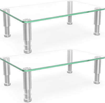 2 Pack Computer Monitor Riser with Height Adjustable Multi Media Desktop Stand f
