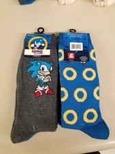 Sonic The Hedgehog 2 Pair Gold Rings Men  s Novelty Crew Socks Size 6-12 New 382